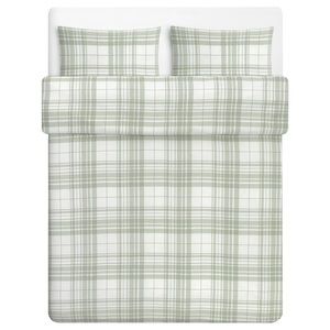 STÄVMAL Duvet cover set light green checked 605.483.94 Queen/Full